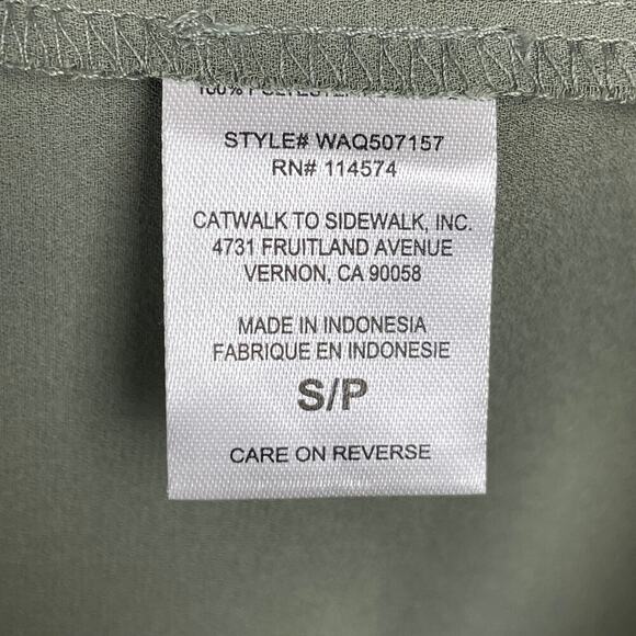 NWT Pleione Blouse Top Size‎ S Sage Green Blouse Smocked Ruffle Long Sleeve - Picture 6 of 6